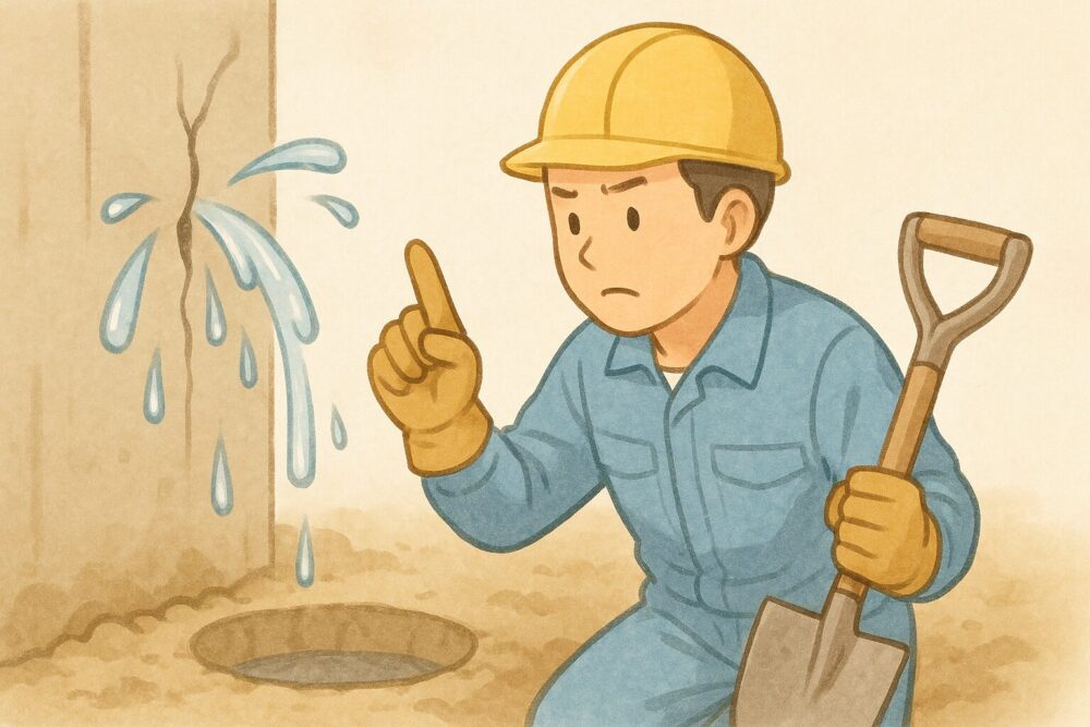 漏水・湧水修理作業中の注意点